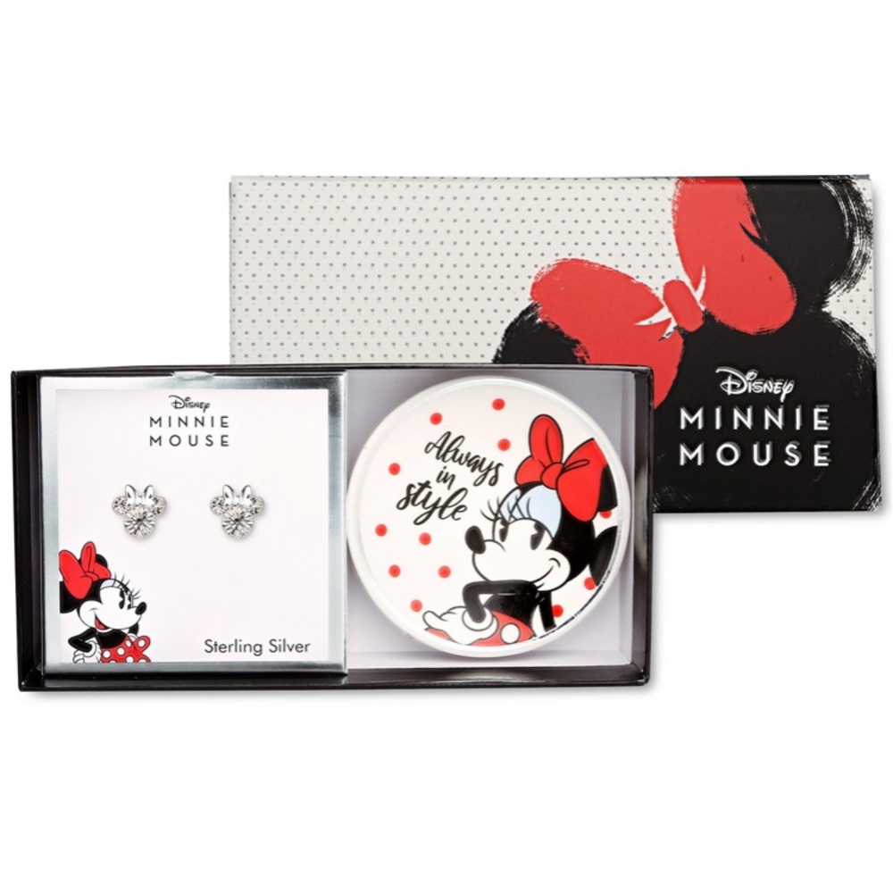 Minnie Mouse Crystal Stud in Sterling Silver